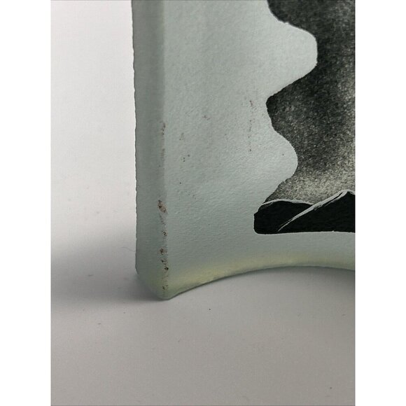 VTG SIKU Aqua Frosted Art Glass Wolf Etching Paperweight Canada Signed E2 - Picture 8 of 10